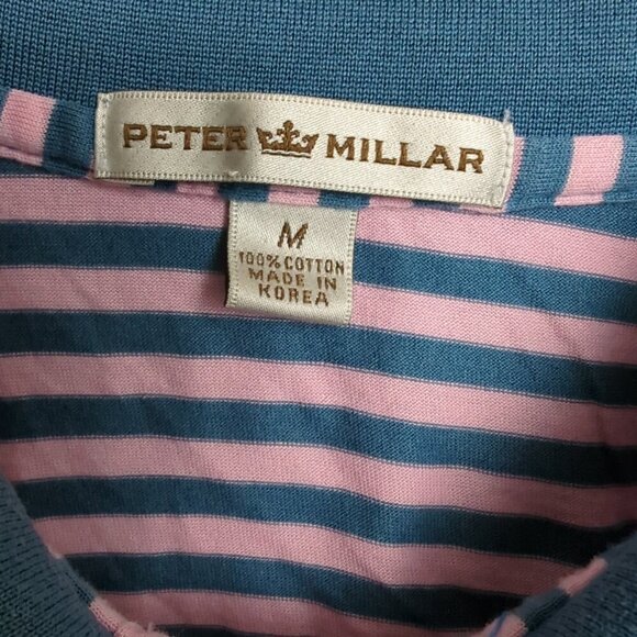 Peter Millar Polo Shirt Men's Size M Pink Striped - Picture 7 of 11